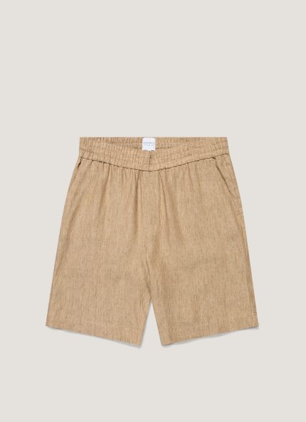 Men's Linen Drawstring Short in Dune Melange